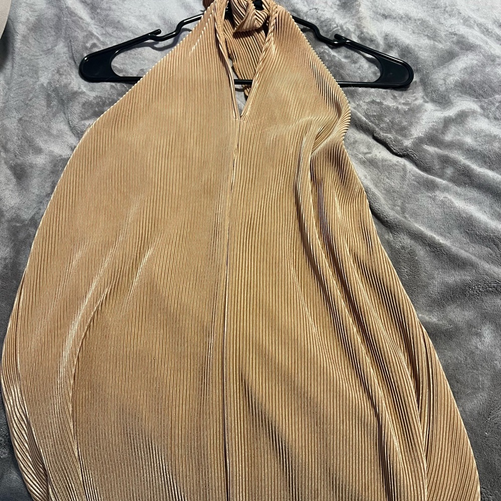Tan Ribbed Halter Dress - Picture 4 of 4